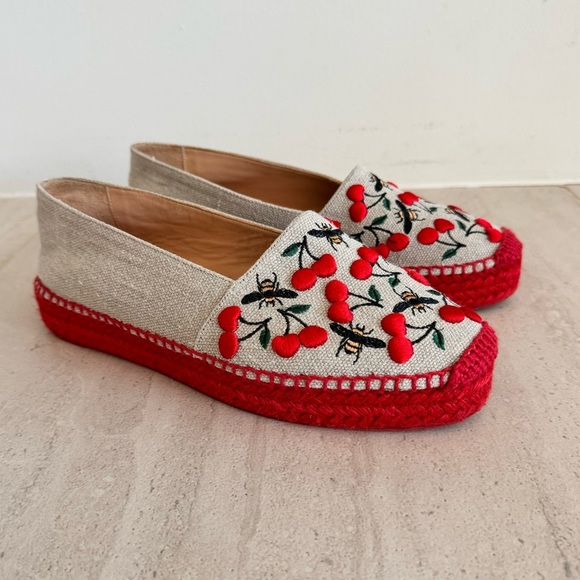 CASTAÑER Cherry & Bees Kenda Merlion Park Embroidered Espadrille Flats Size 39 - Picture 4 of 11